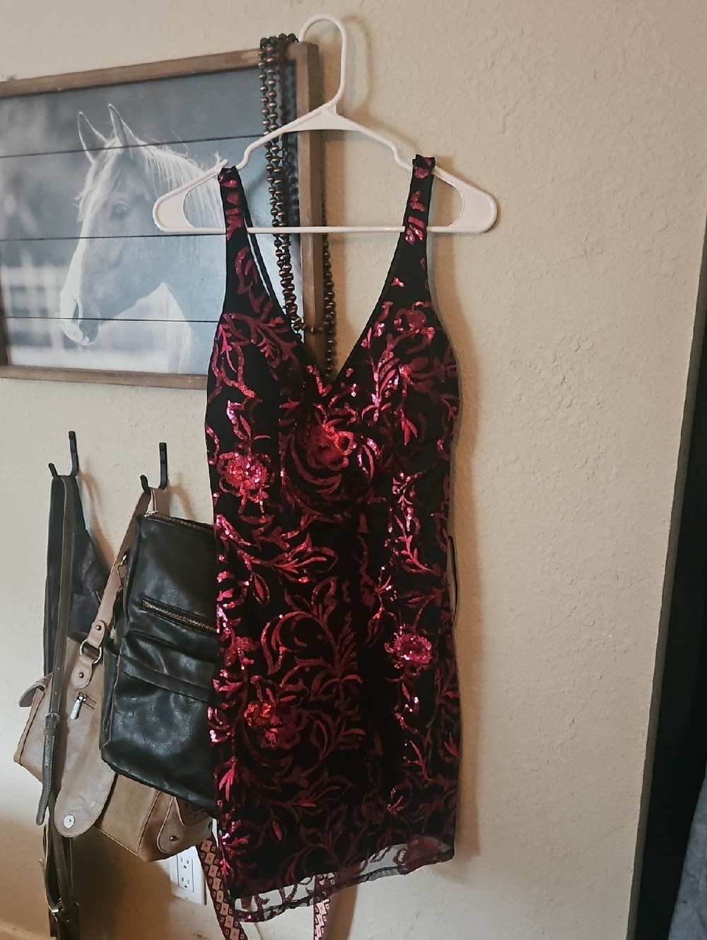 Sequin Hearts Black & Fuchsia Sequin Mini Dress